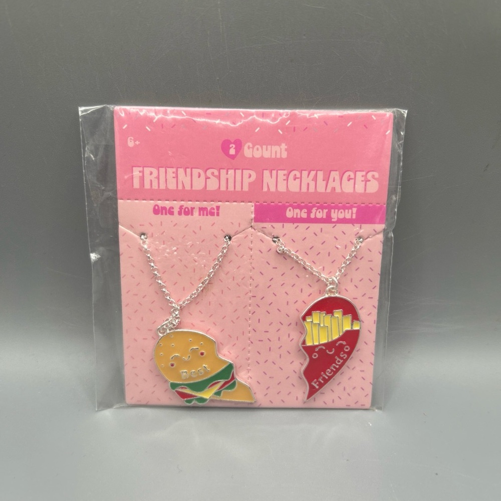 Target Bullseye Playground Hamburger & FrenchFries Friendship Necklace Set NEW